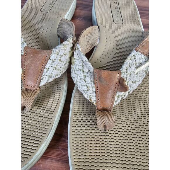 Sperry Women's Parrotfish Flip Flop Sandals Tan/Cream Size 10 - Picture 3 of 6